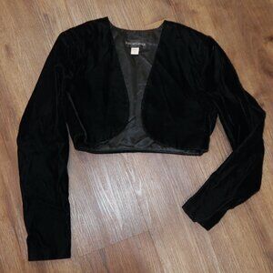 Vintage Womens Scott McClintock Black Velvet Cropped Bolero Jacket Formal size S
